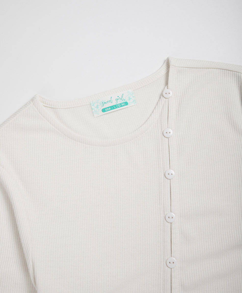 Remera ni&ntilde;a botones white