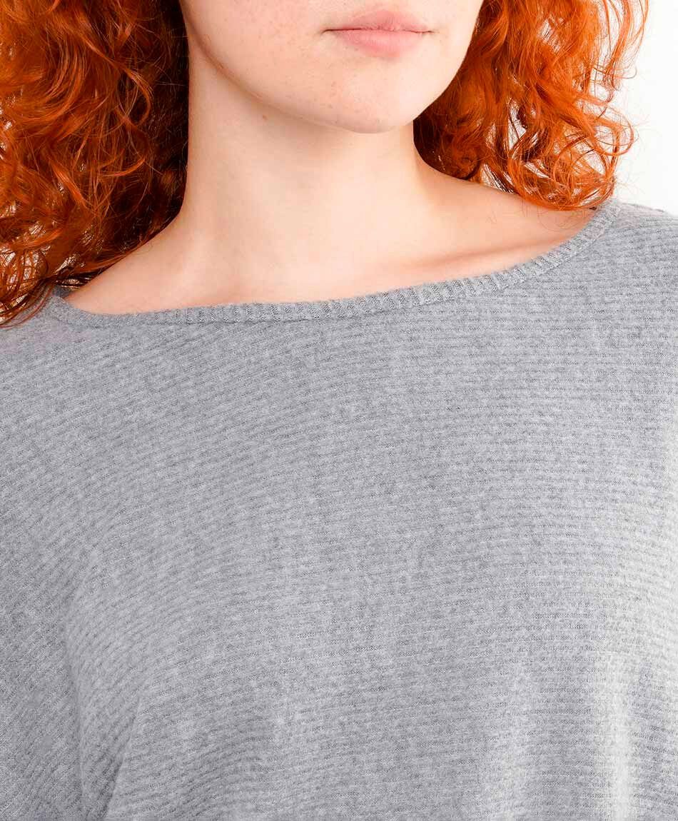 Sweater mujer pu&ntilde;o extendido gris