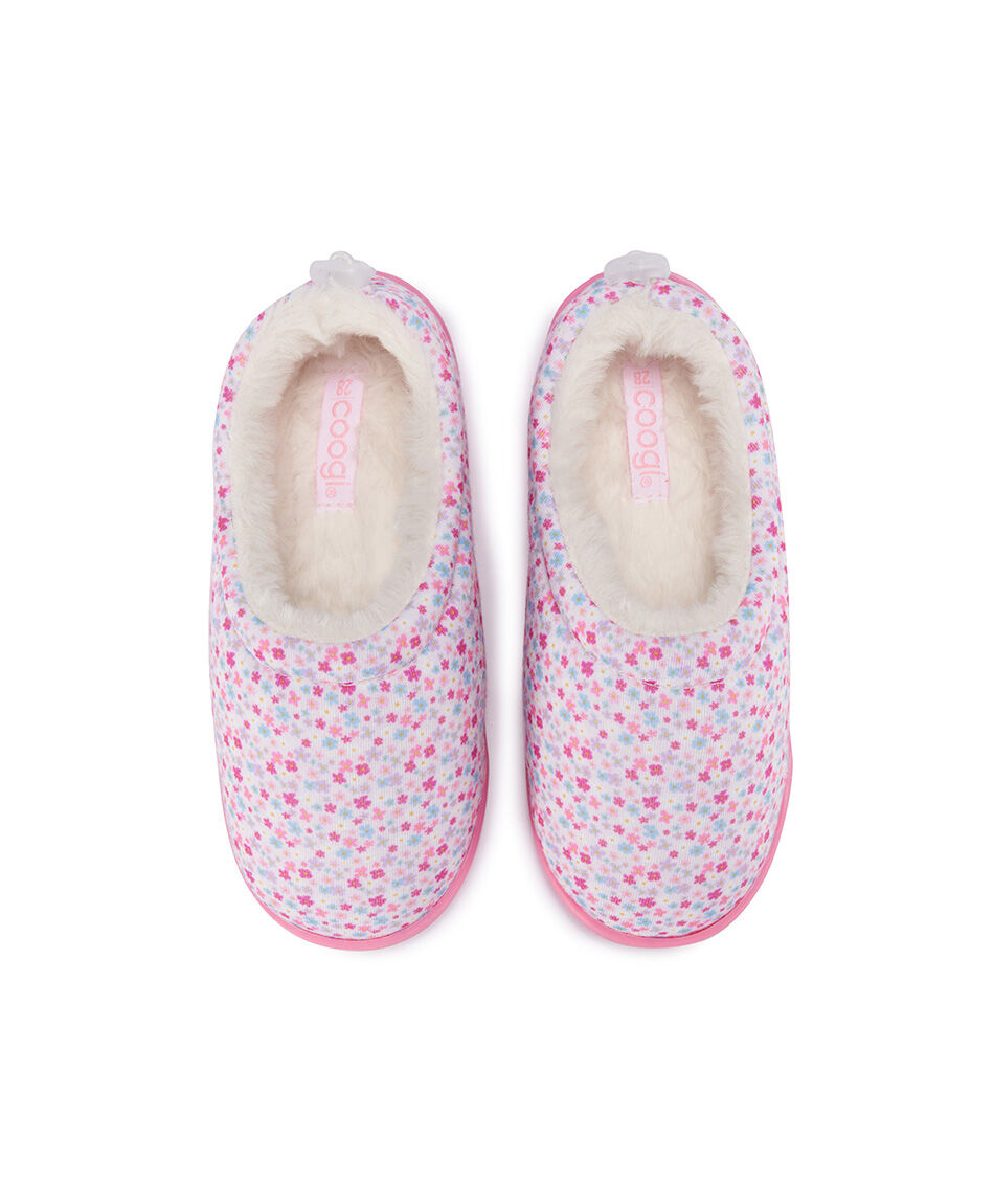 Pantufla infantil (24 a 29) forrada florcitas
