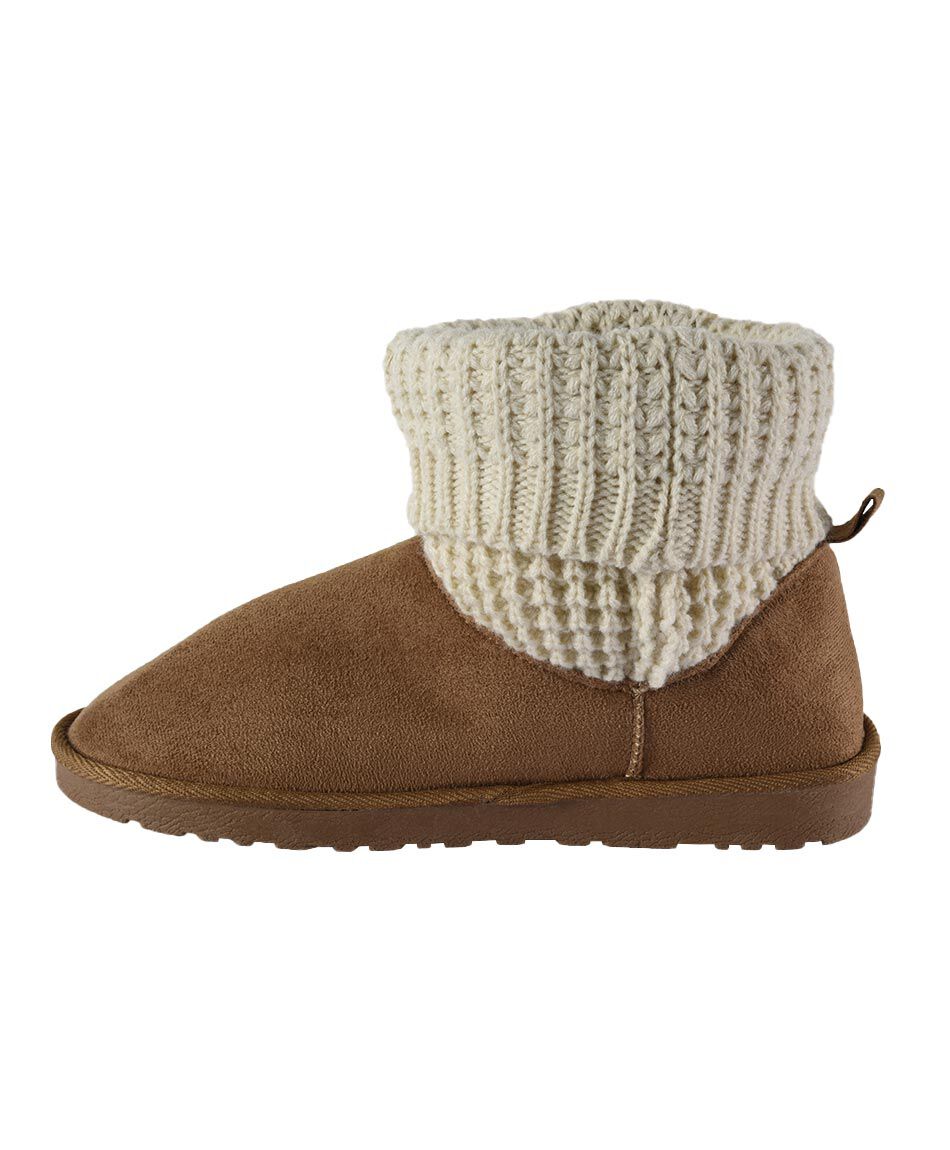 Bota piel tejido caf&eacute;
