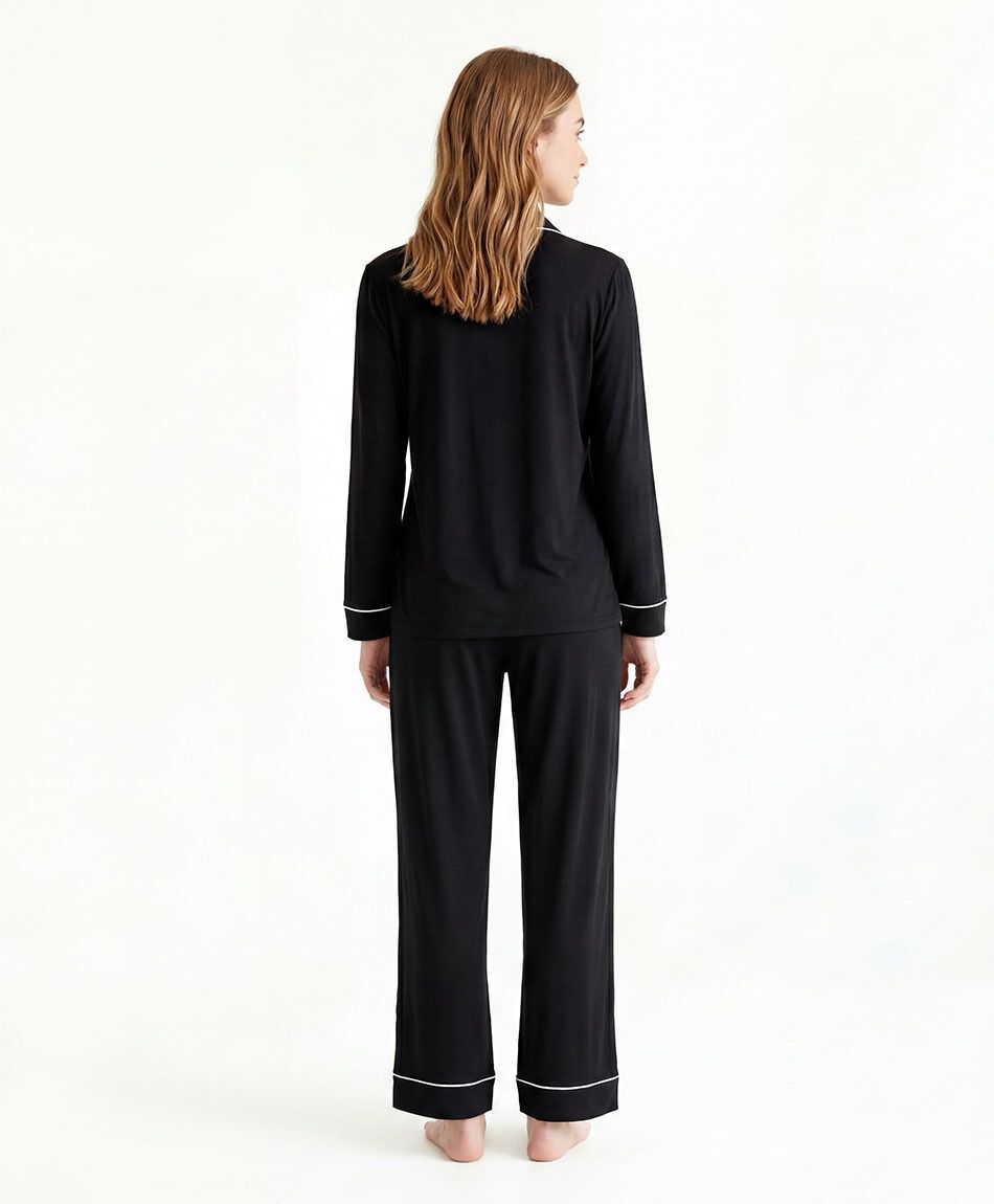 Pijama mujer camisero negro