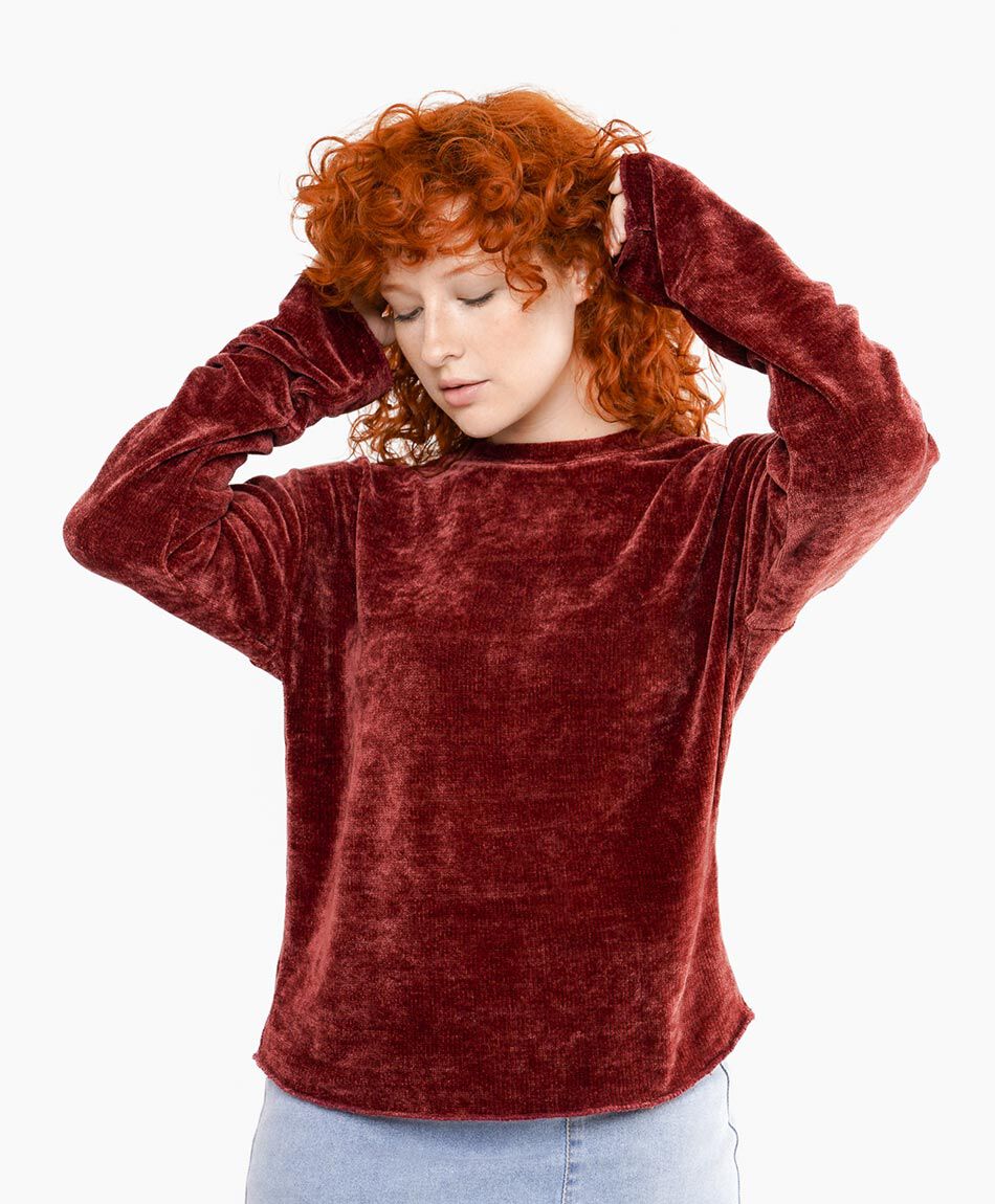 Sweater mujer chenille rojo
