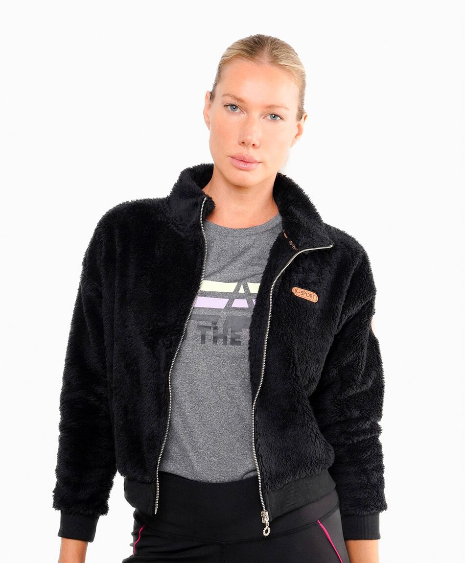 Polar deportivo mujer peludo negro