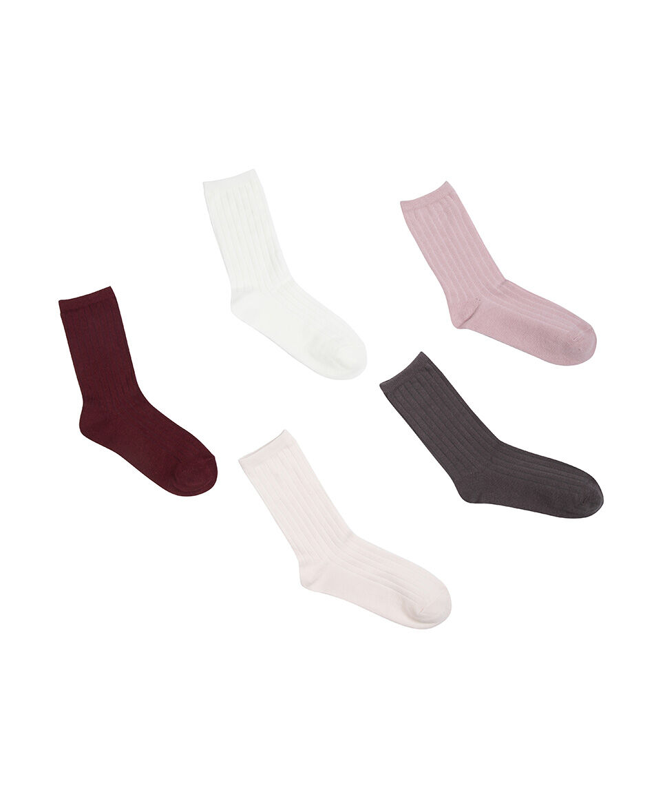 Pack 5 medias mujer acanalados