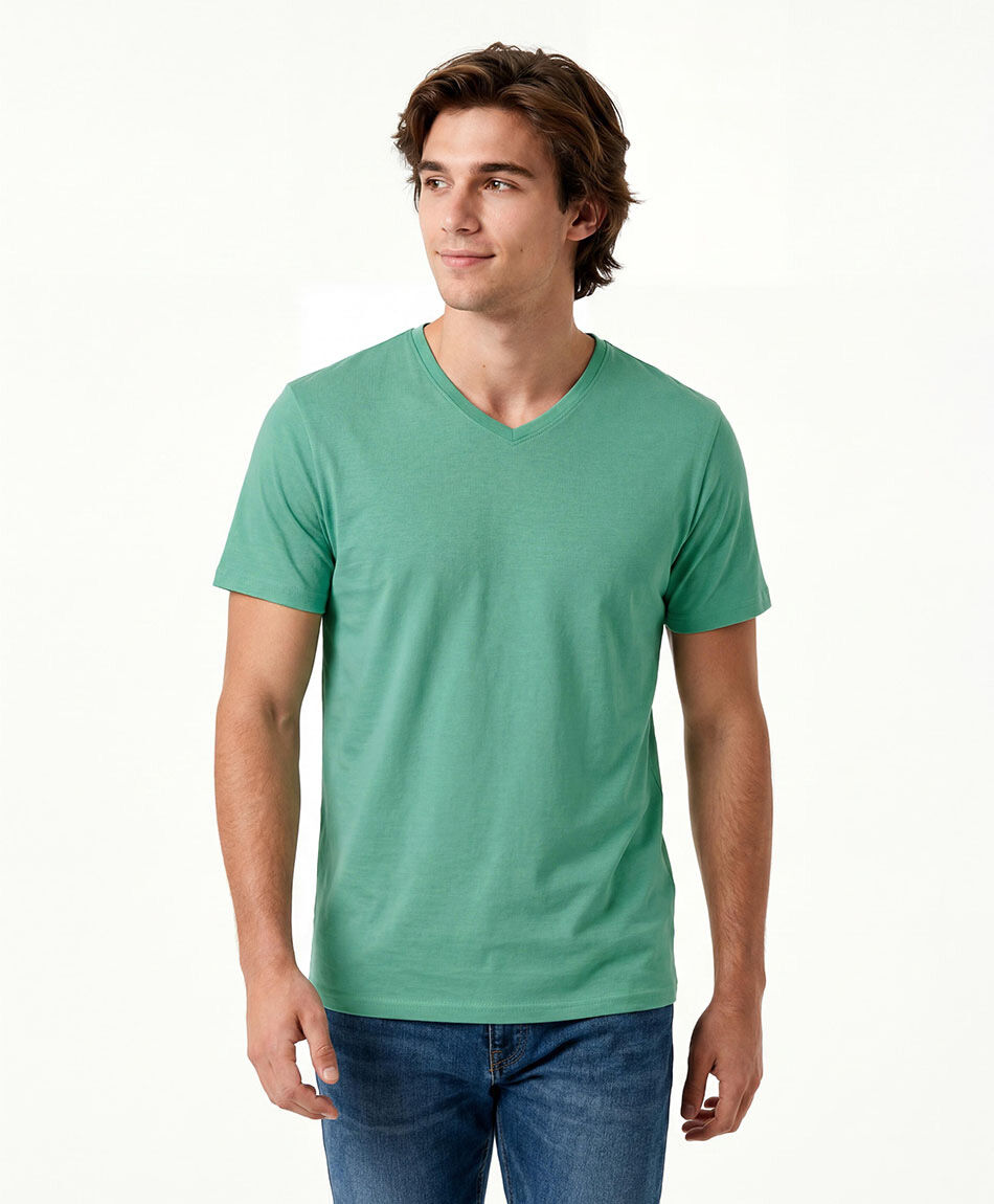 Remera hombre cuello en v lisa