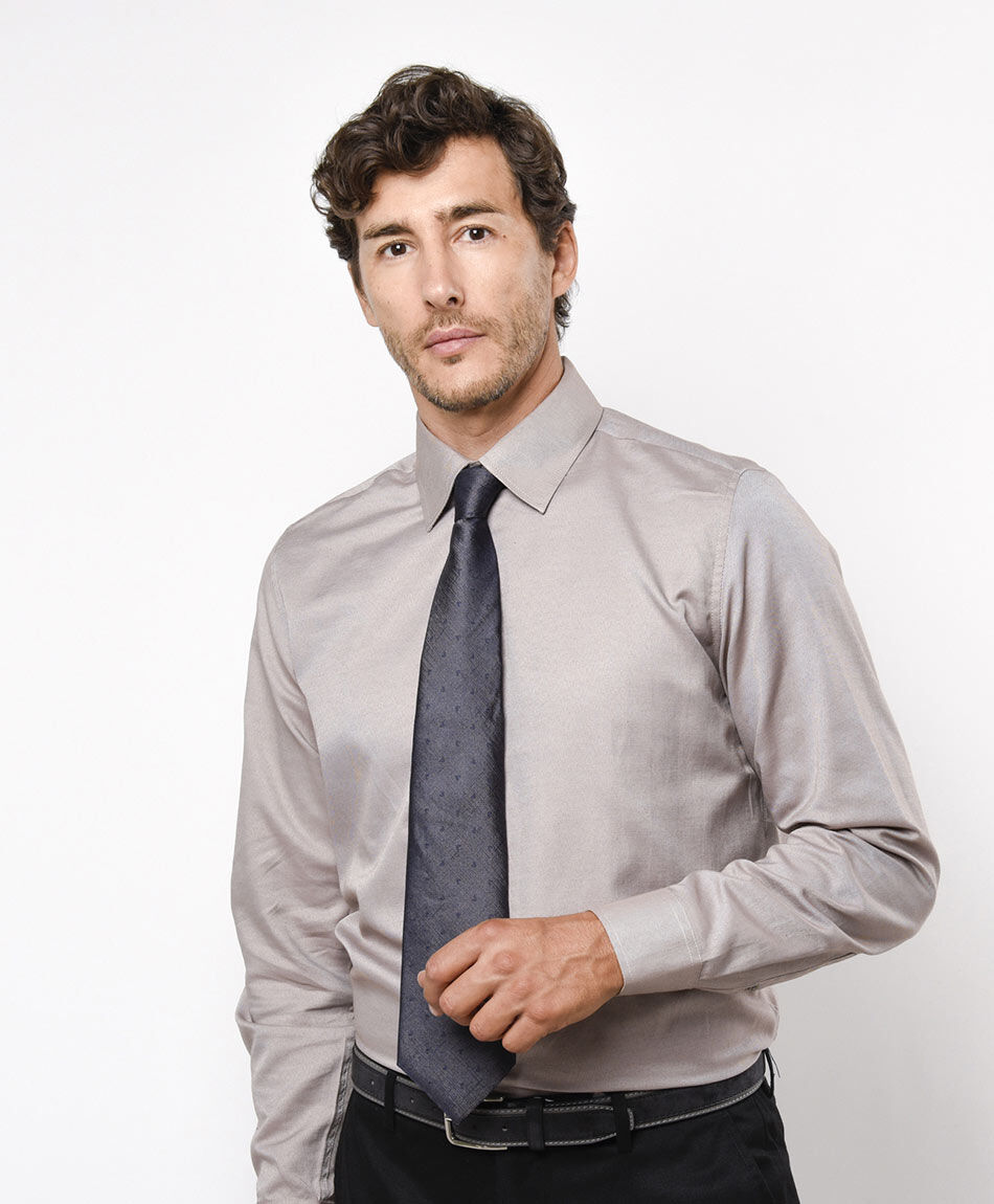 Camisa hombre lisa beige