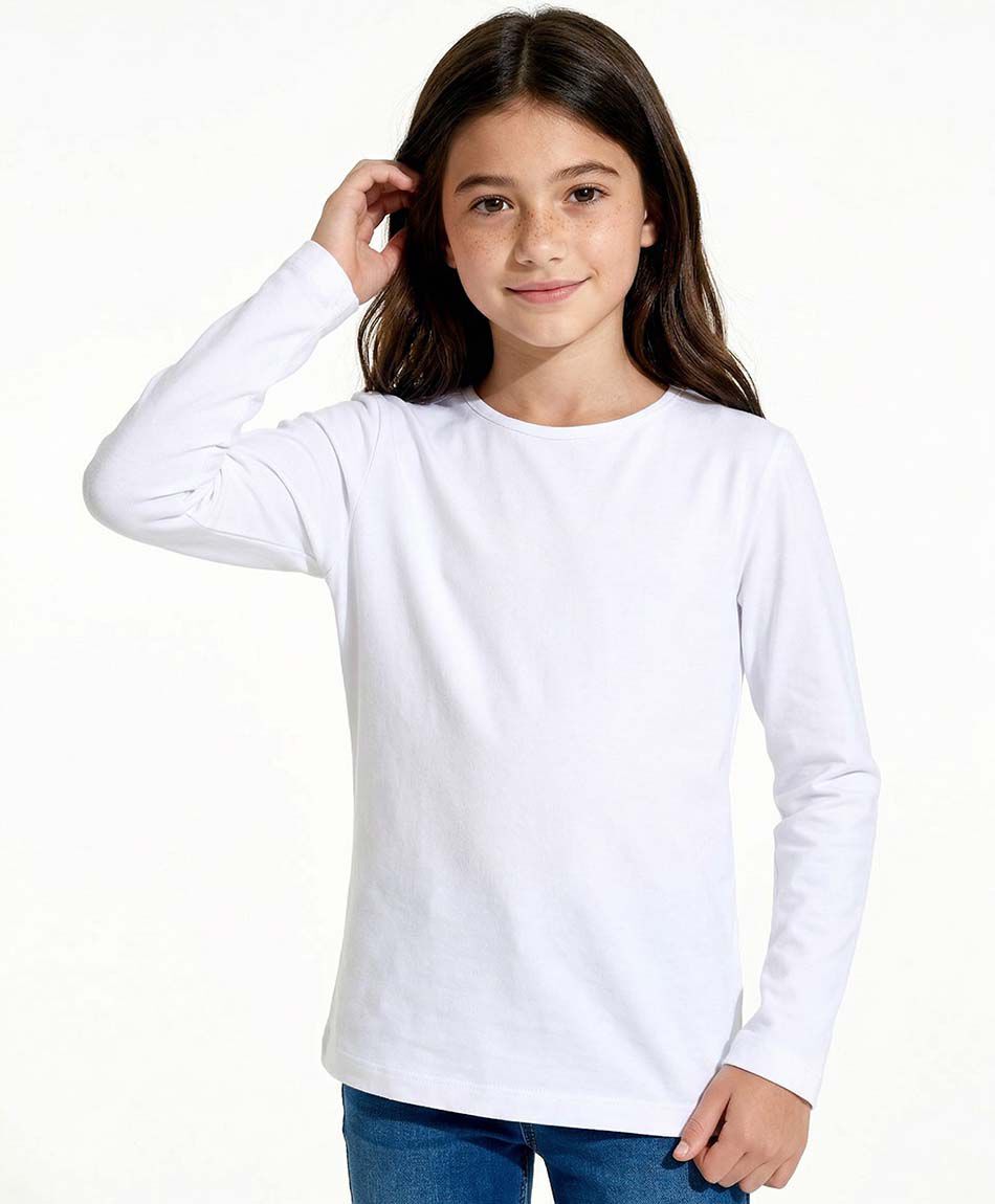 Camiseta infantil t&eacute;rmica cuello redondo white