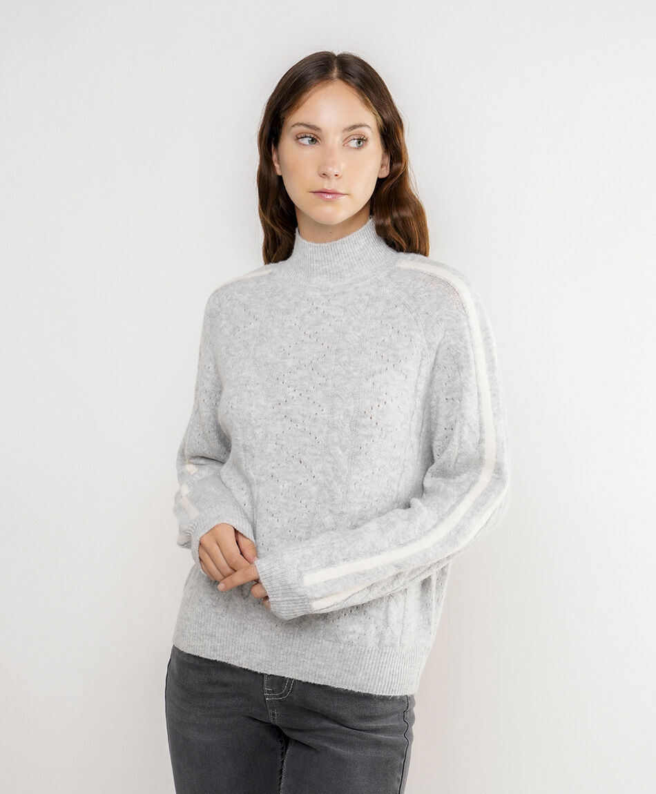 Sweater mujer jacquard tape grey