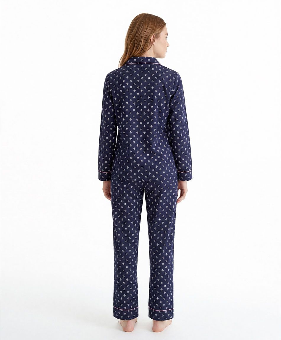 Pijama mujer camisero print navy