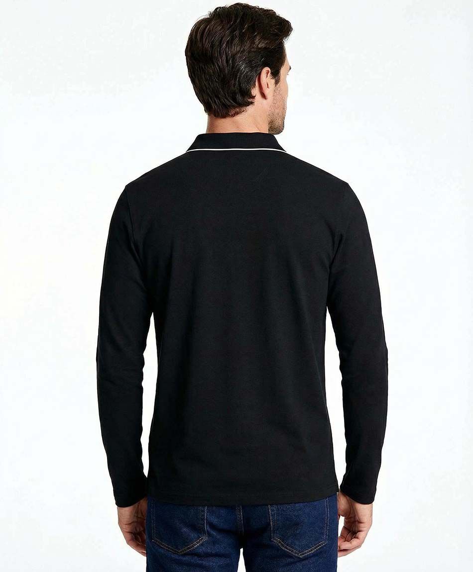 Remera hombre cuello polo negro