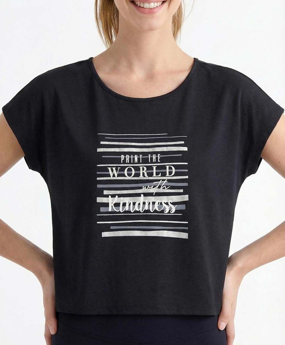 Remera deportiva mujer manga casquillo black