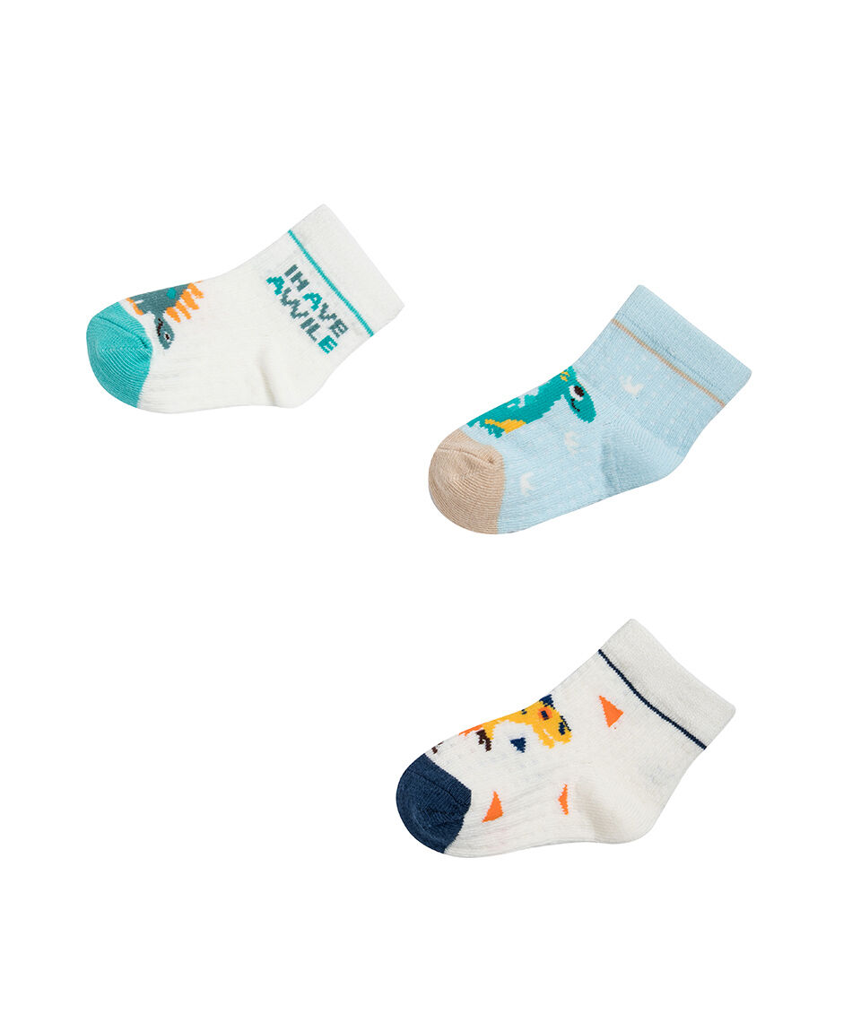 Pack 3 medias beb&eacute; dinosaurios