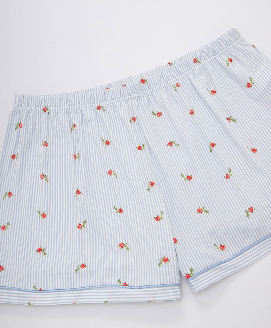 Pijama mujer camisero l&iacute;neas florcitas