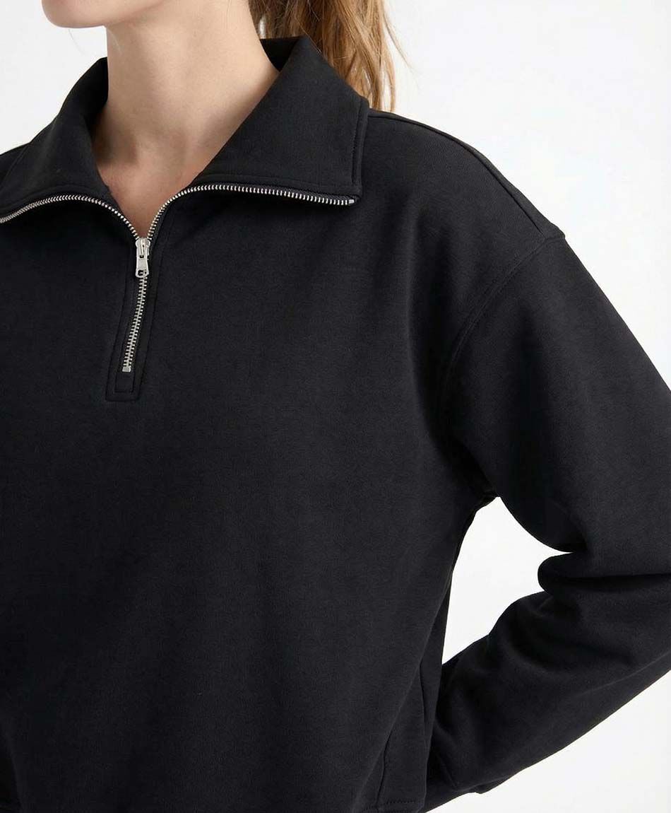 Buzo deportivo mujer cierre medio black