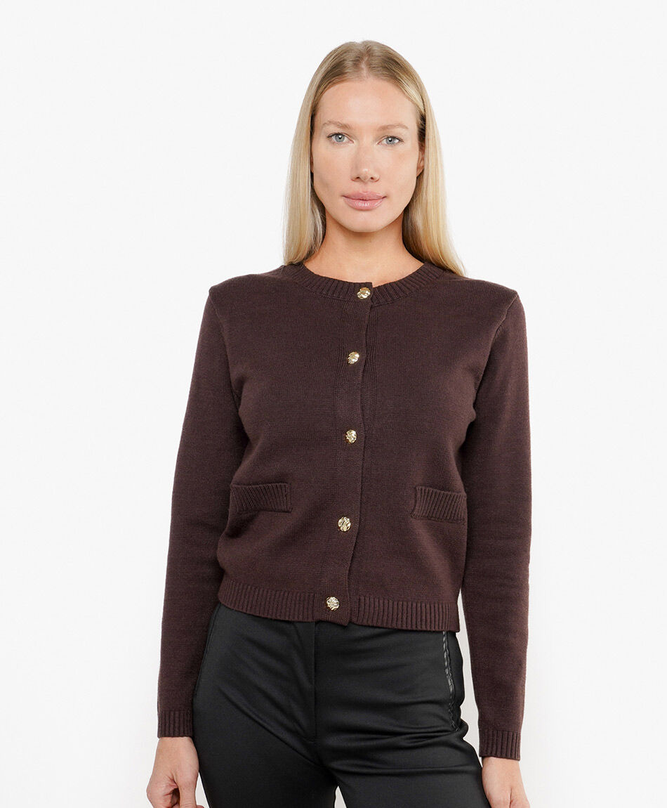 Cardigan mujer botones caf&eacute;