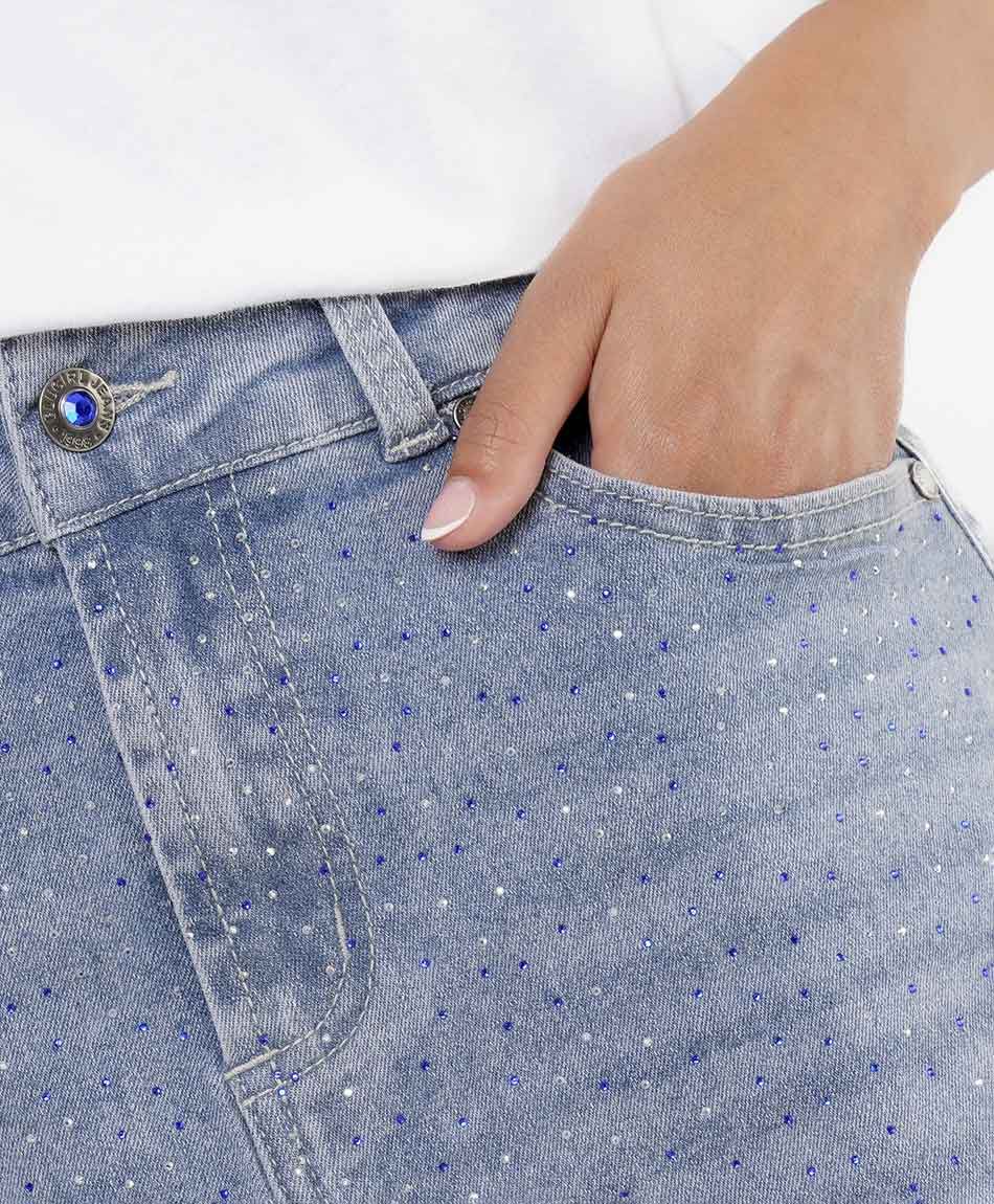 Mini falda mujer denim diamonds