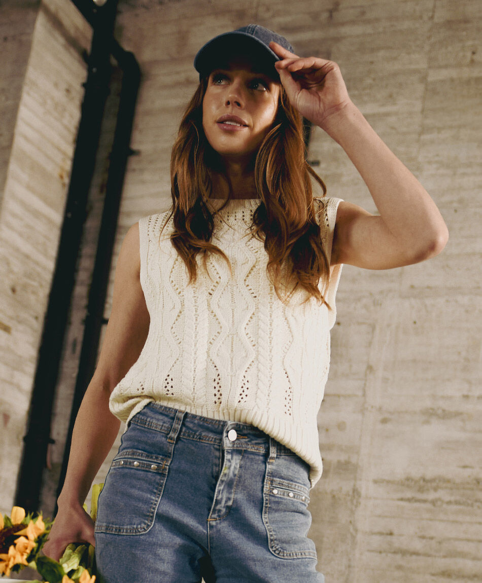 Sweater mujer mix calado