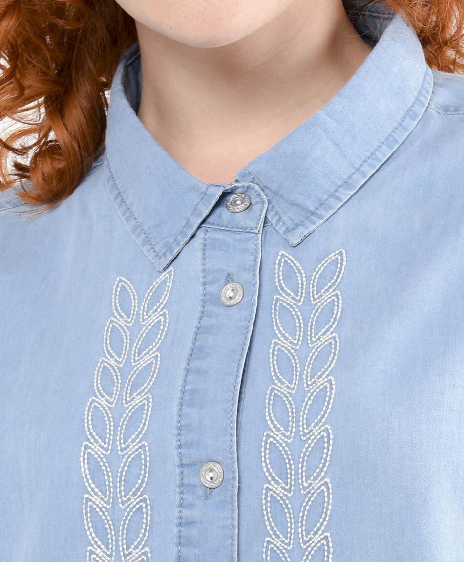 Camisa mujer denim bordada