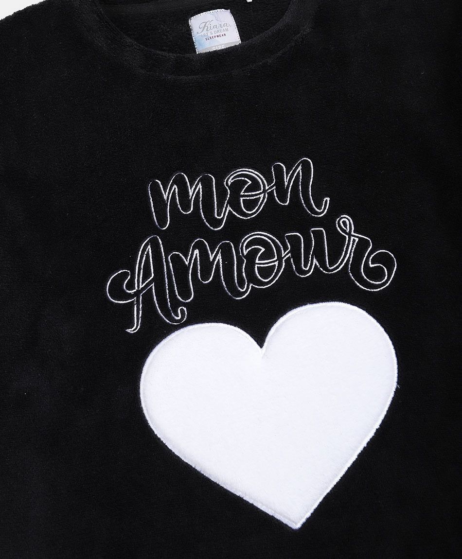 Pijama mujer coral coraz&oacute;n lunares