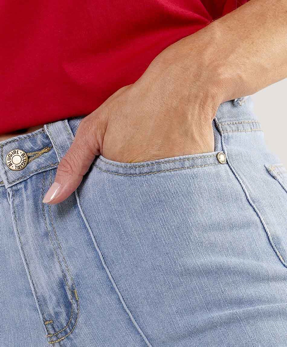 Jeans mujer pliegues frontales flare