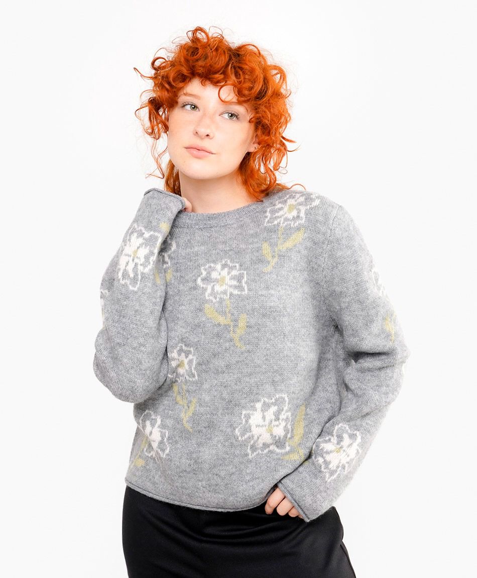 Sweater mujer jacquard floreado