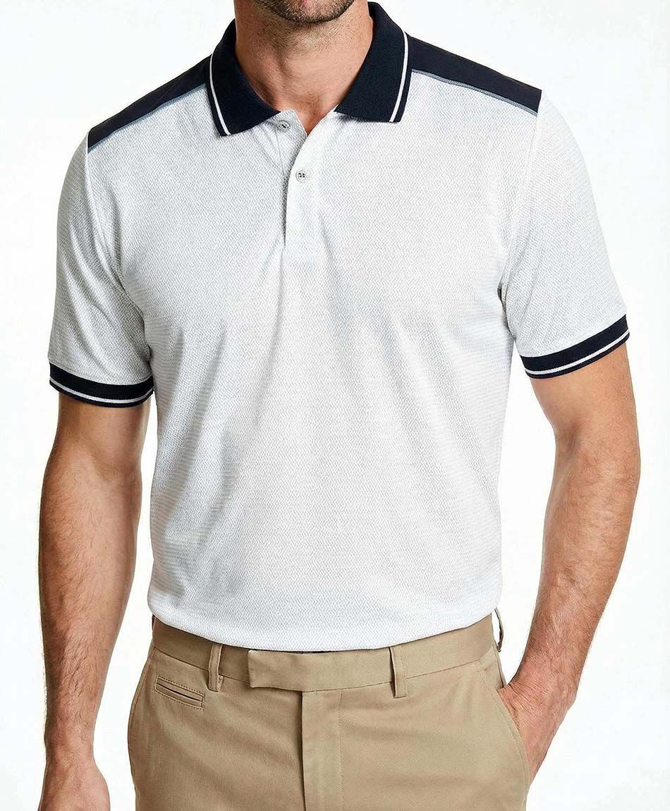 Remera hombre cuello polo black and white