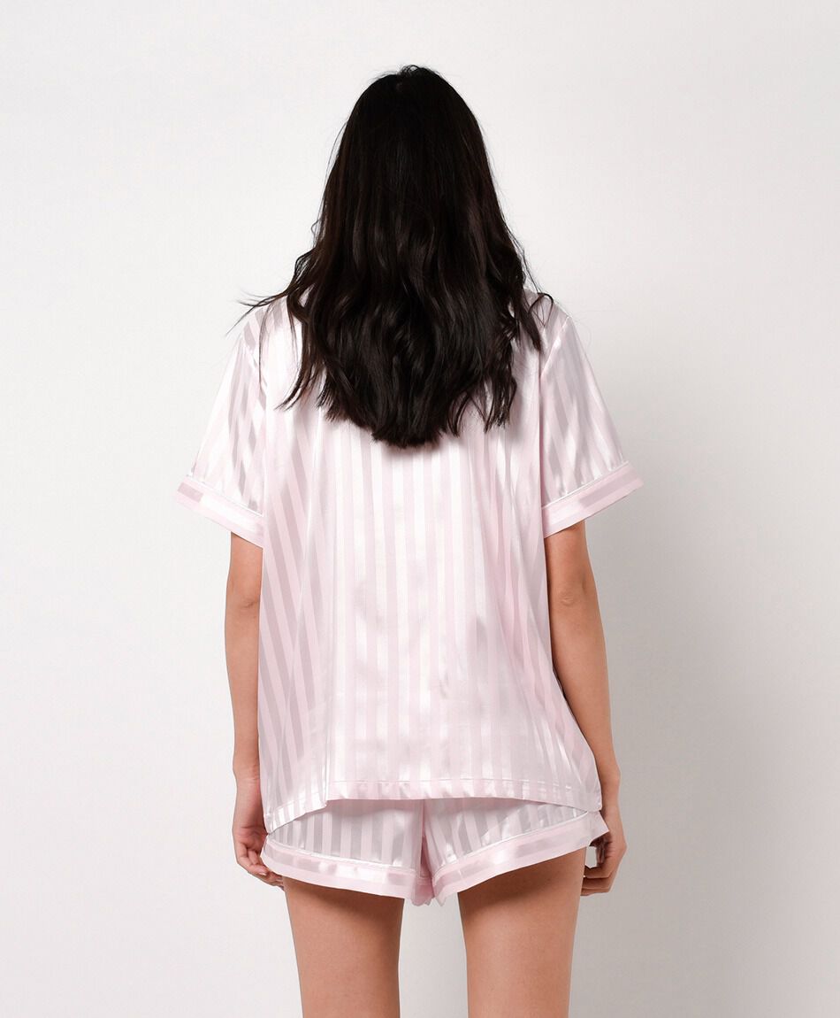 Pijama mujer camisero l&iacute;neas estilo sat&iacute;n