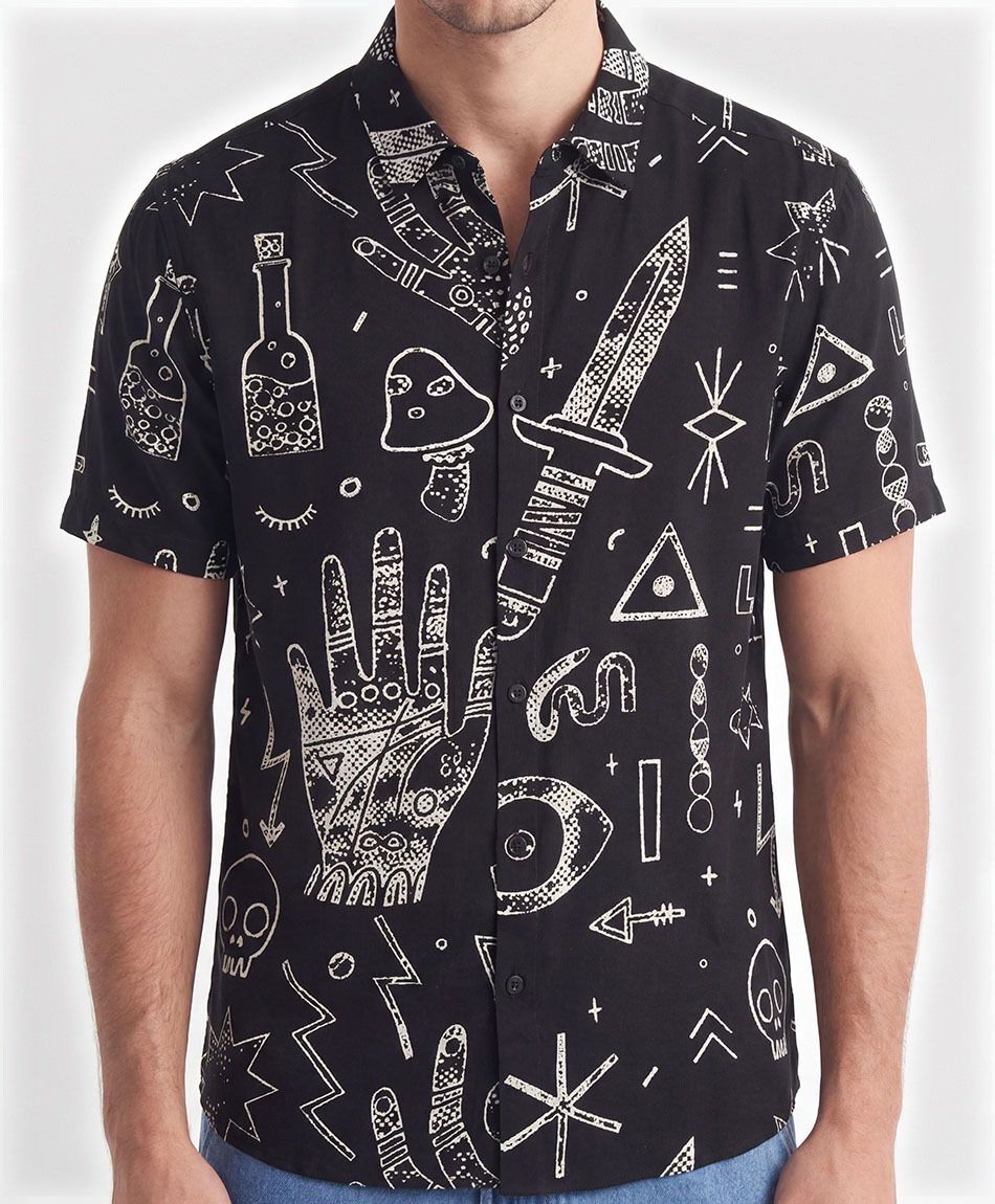 Camisa hombre dibujos viscosa