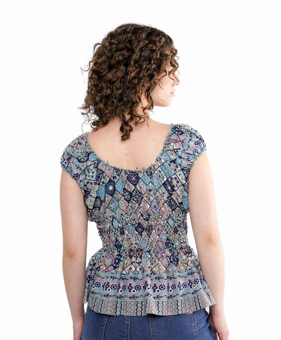 Camisa mujer cuadros elasticada