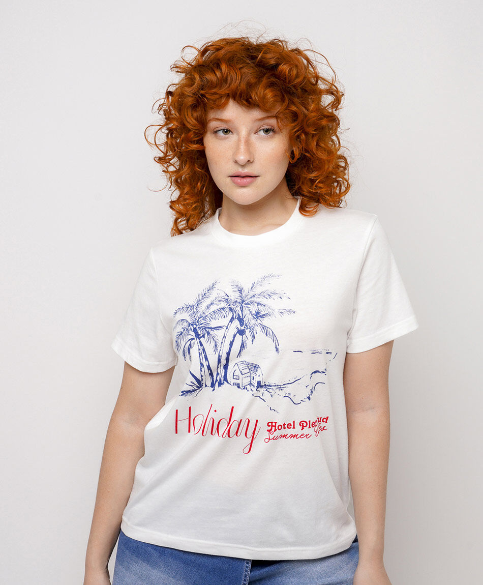 Remera mujer estampado holiday