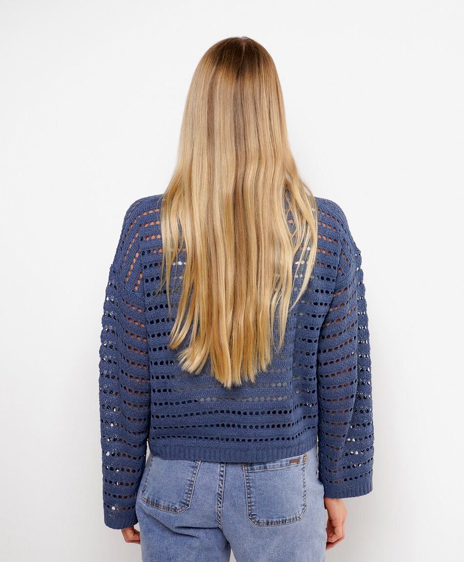 Sweater mujer calado azul