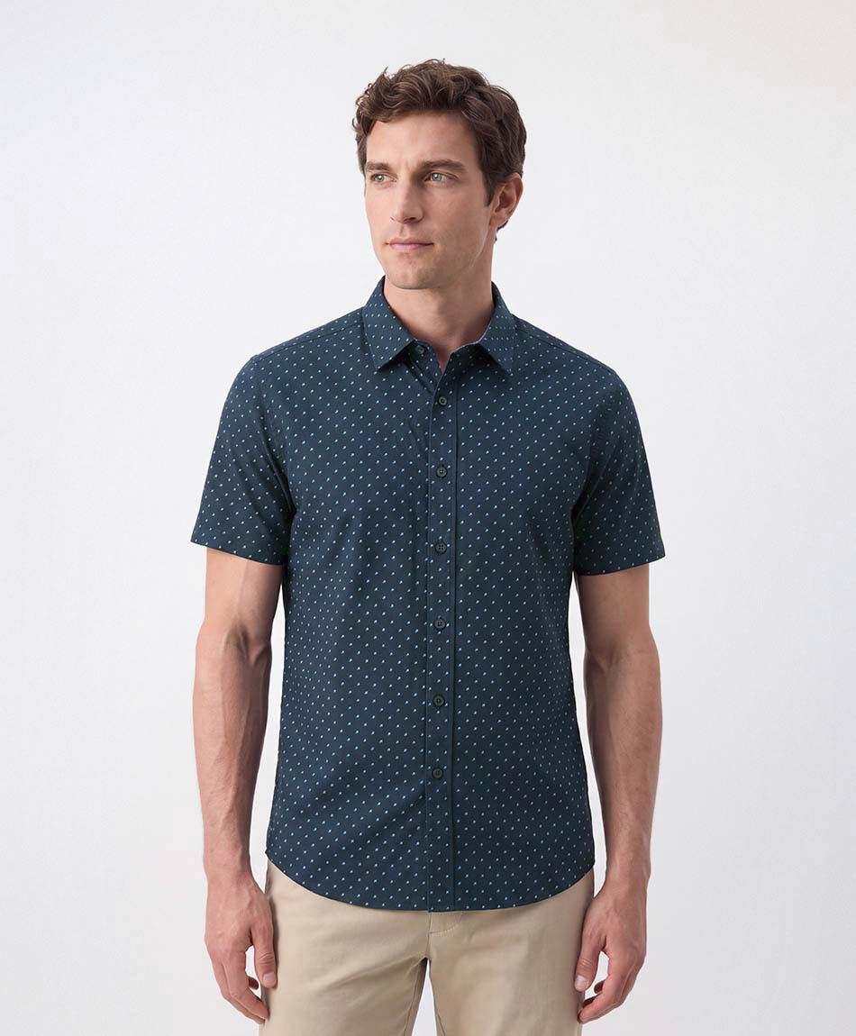 Camisa hombre navy puntos c&iacute;rculos