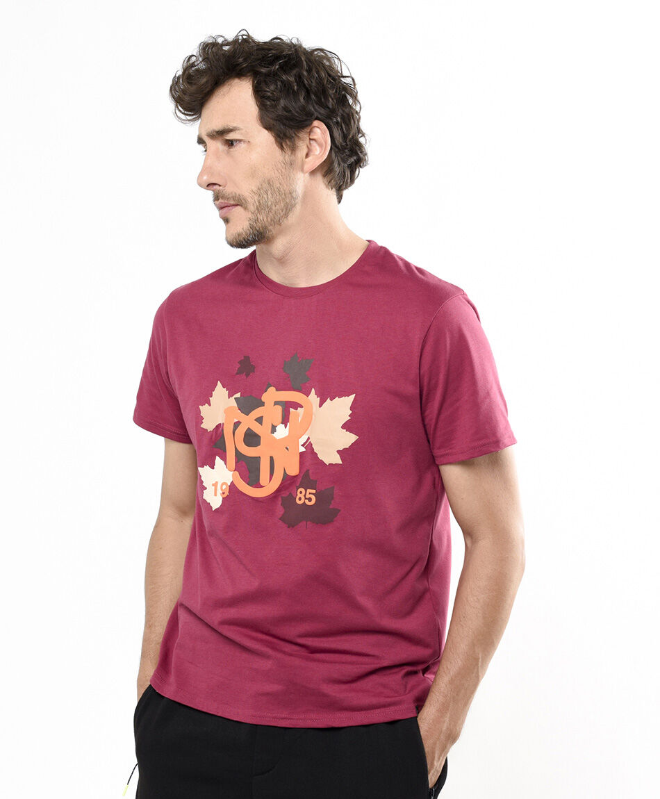 Remera deportiva hombre hojas
