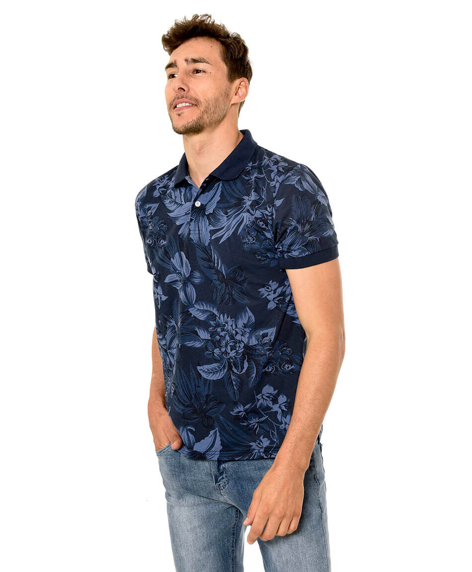 Polera cuello flores