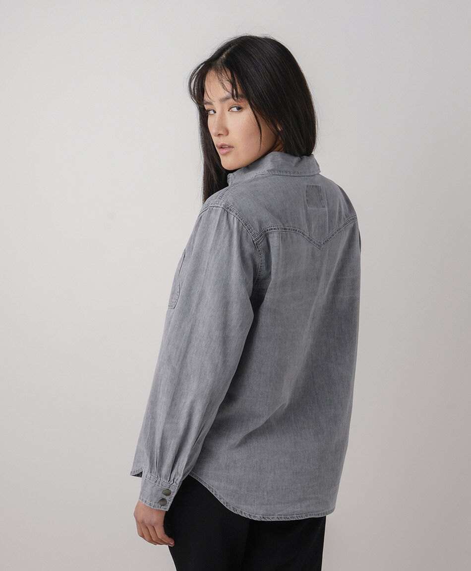 Camisa mujer denim gris