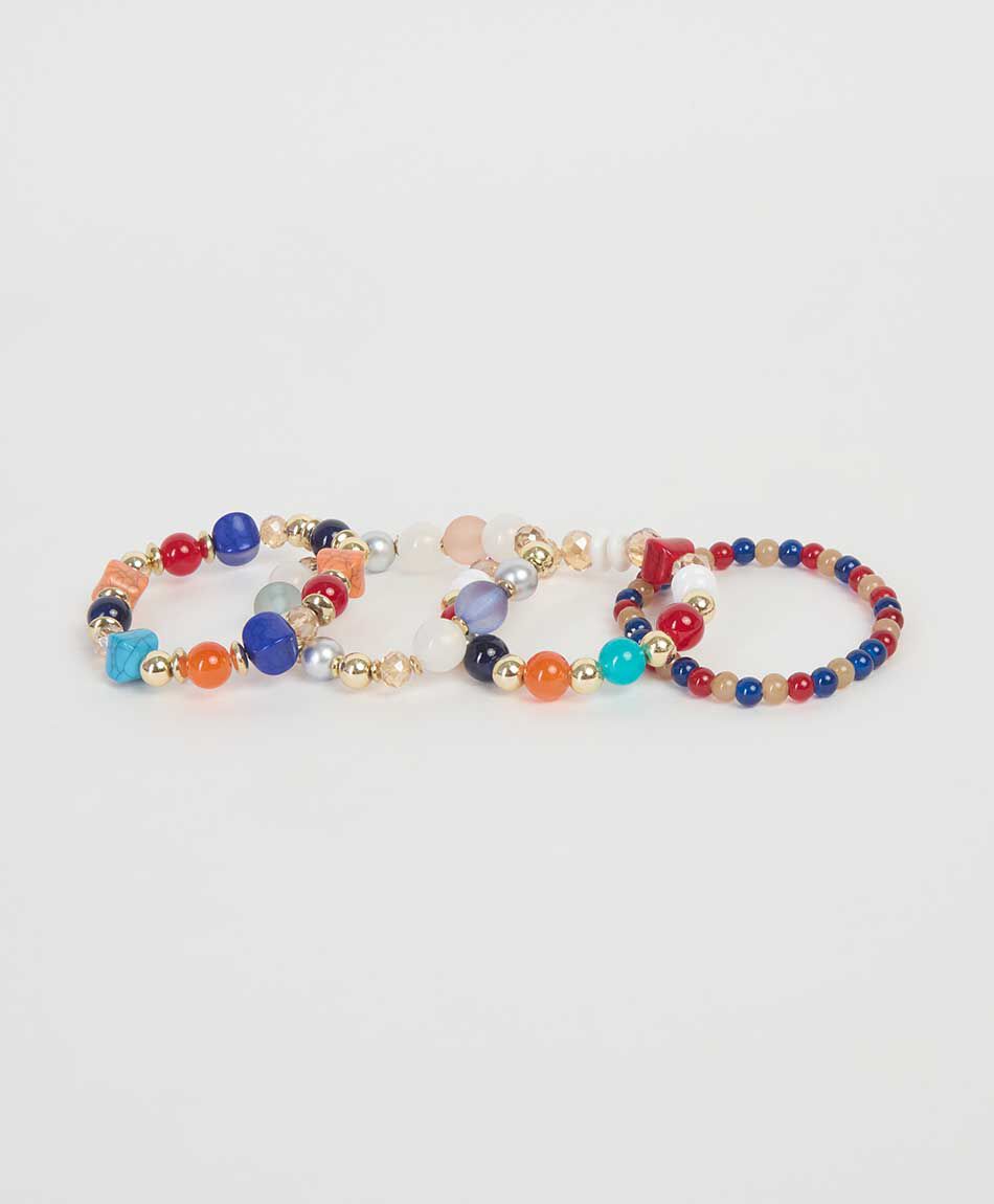 Set 4 pulseras mujer piedras colores
