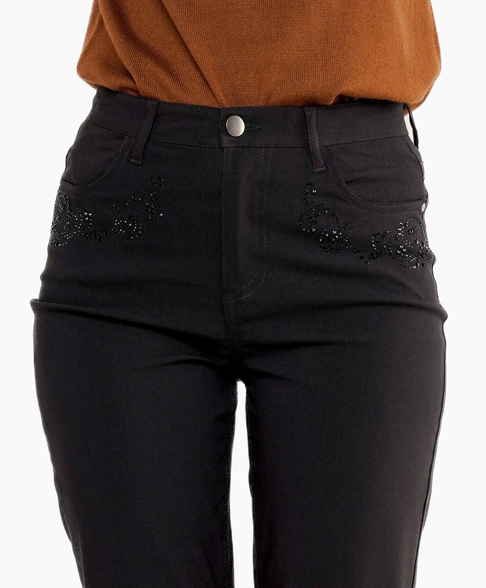 Pantal&oacute;n mujer negro brillitos