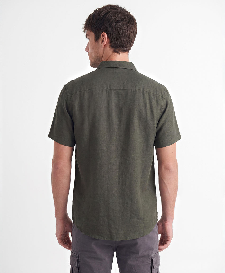 Camisa hombre lino bordado