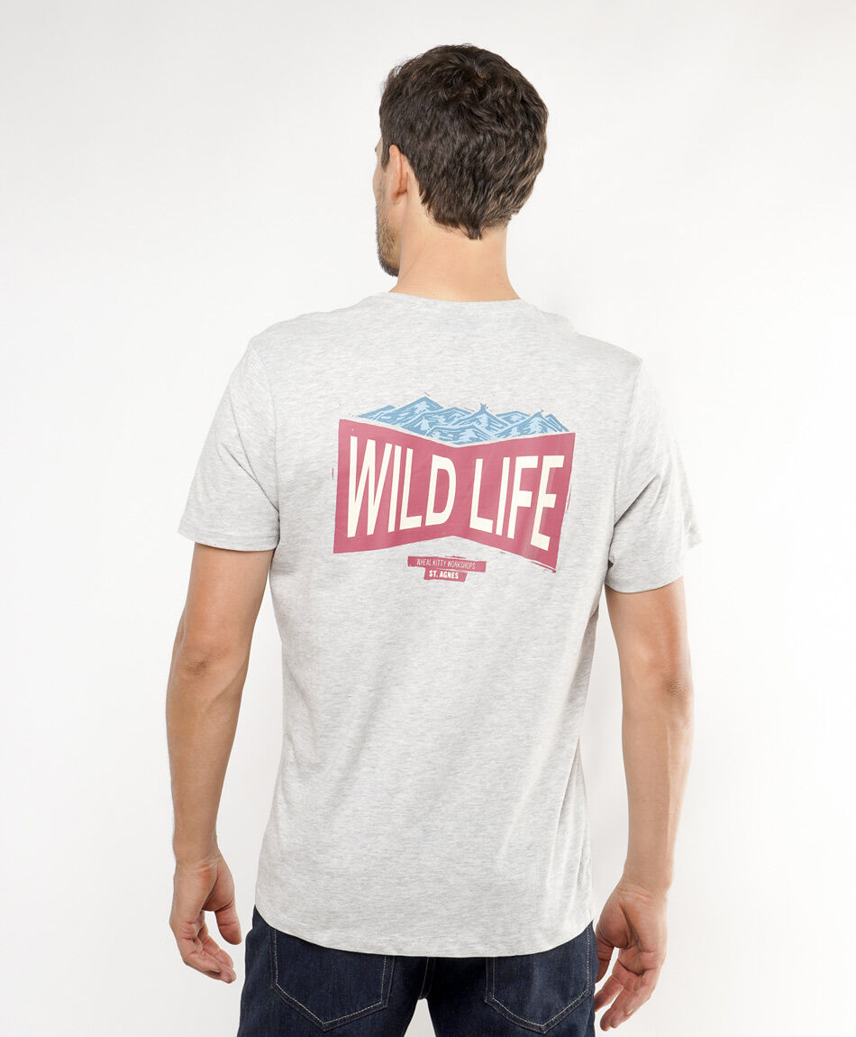Remera hombre doble estampado wildlife