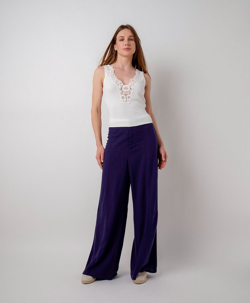 Pantal&oacute;n mujer lino navy