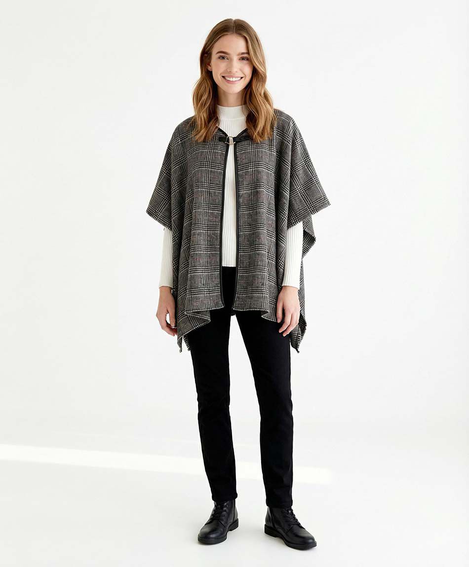 Poncho mujer broche dorado