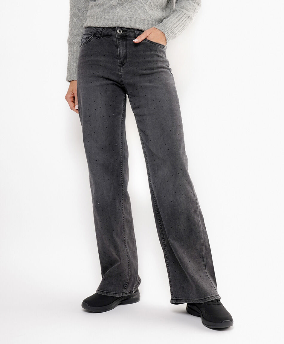 Jeans mujer brillos negros