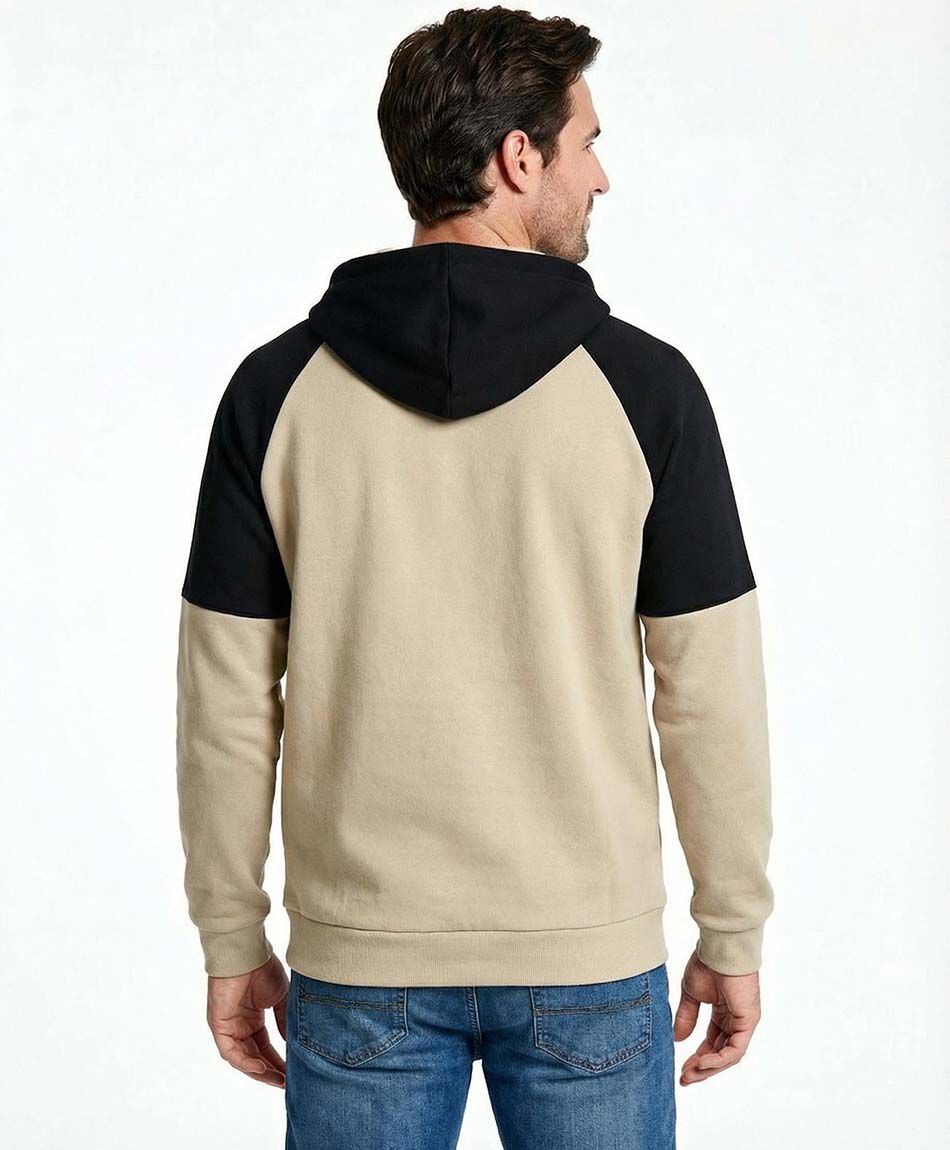 Buzo hombre canguro zip beige