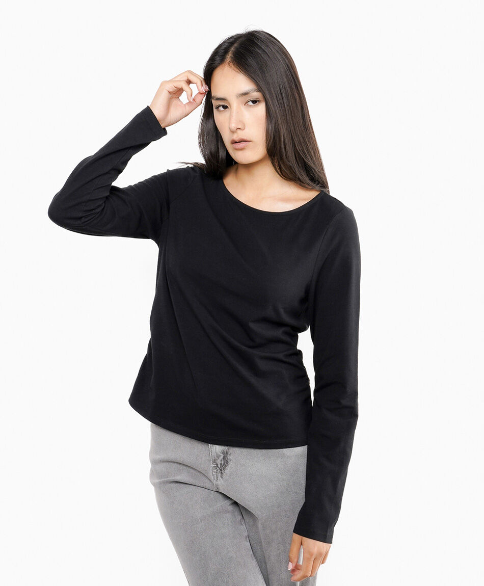 Remera mujer b&aacute;sica negra manga larga
