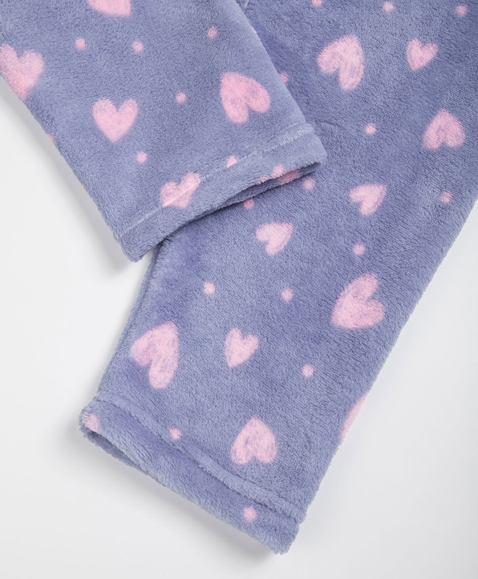 Pijama ni&ntilde;a coral  corazones morado