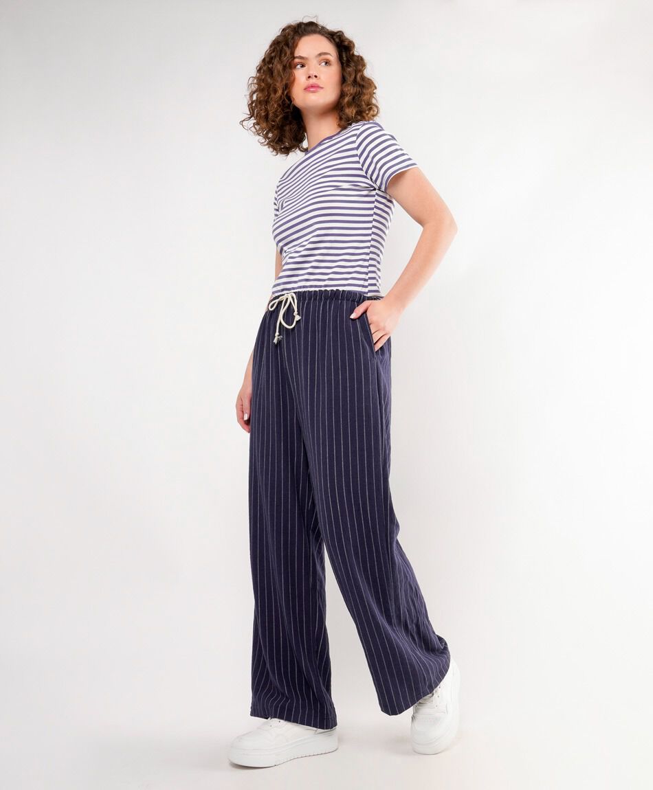 Pantal&oacute;n mujer ancho azul wide