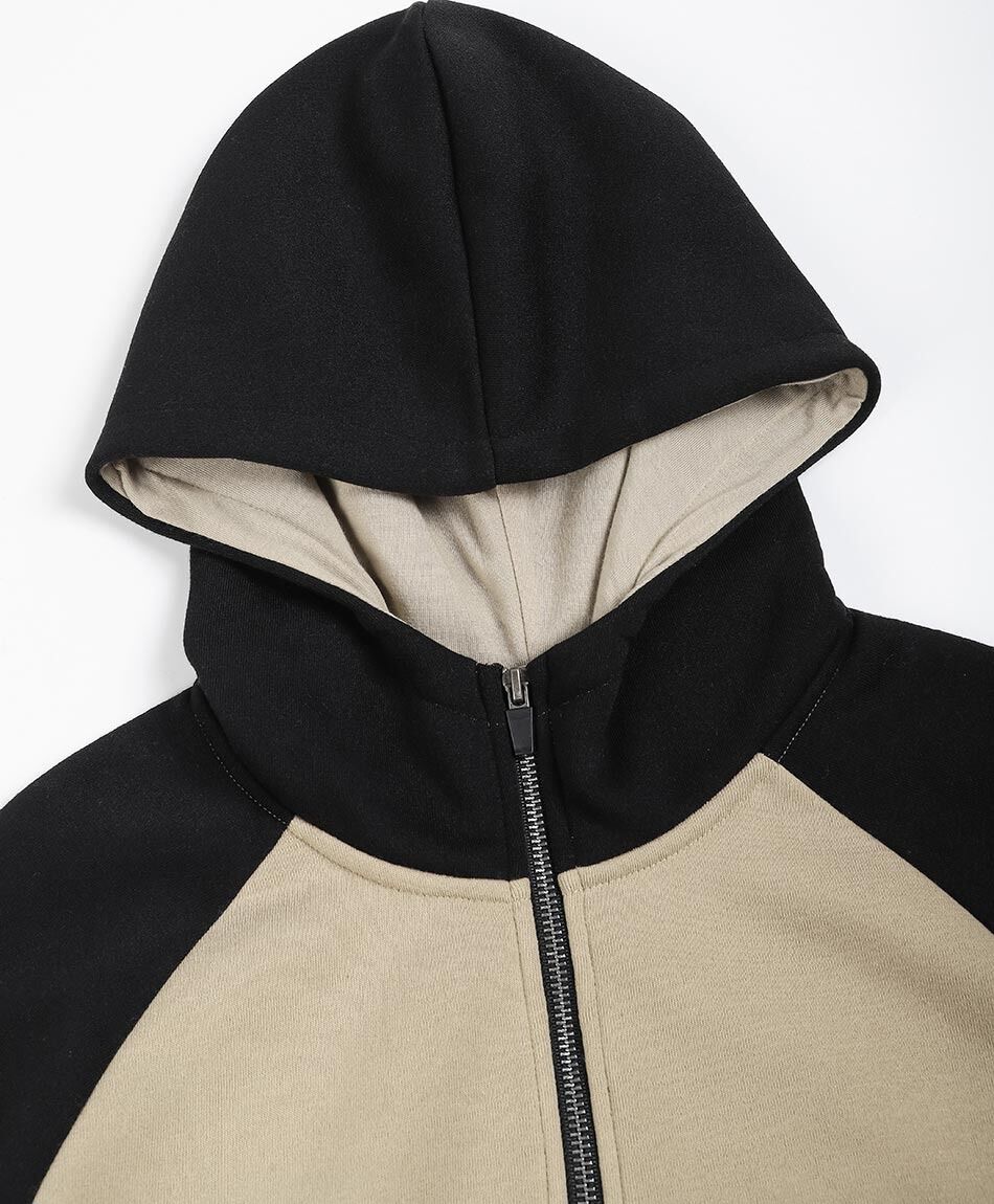 Buzo hombre canguro zip beige