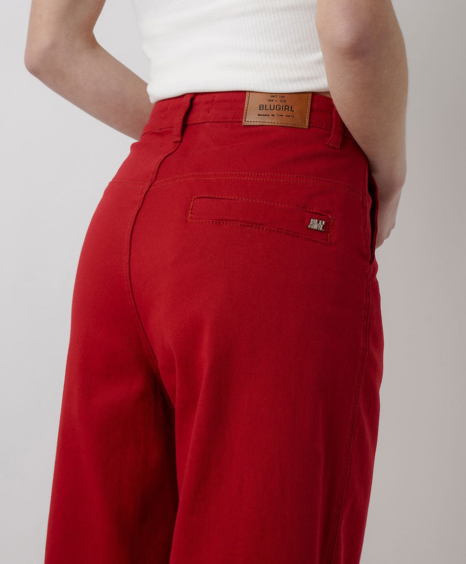 Jeans mujer wide leg rojo