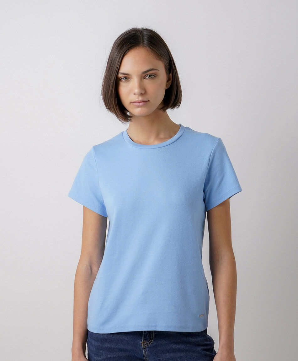 Remera mujer lisa cl&aacute;sica azul