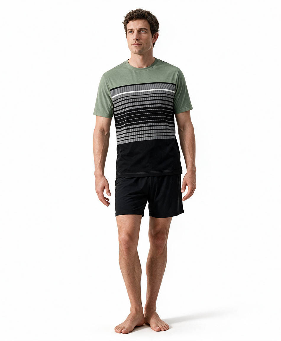 Pijama hombre short l&iacute;neas